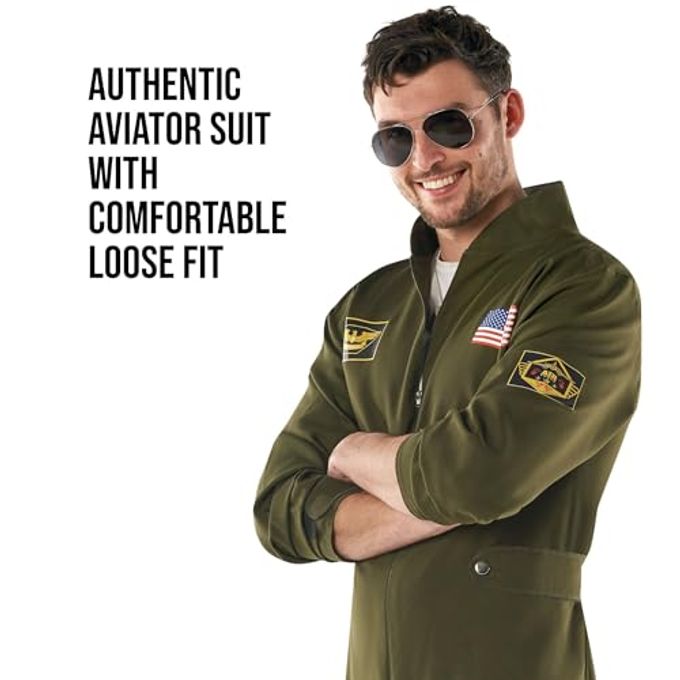 MORPH Pilot Costume Men, Fighter Pilot Costume, Aviator Suit, Halloween Costumes Adult, Halloween Costumes Mens, X-Large - Image 5