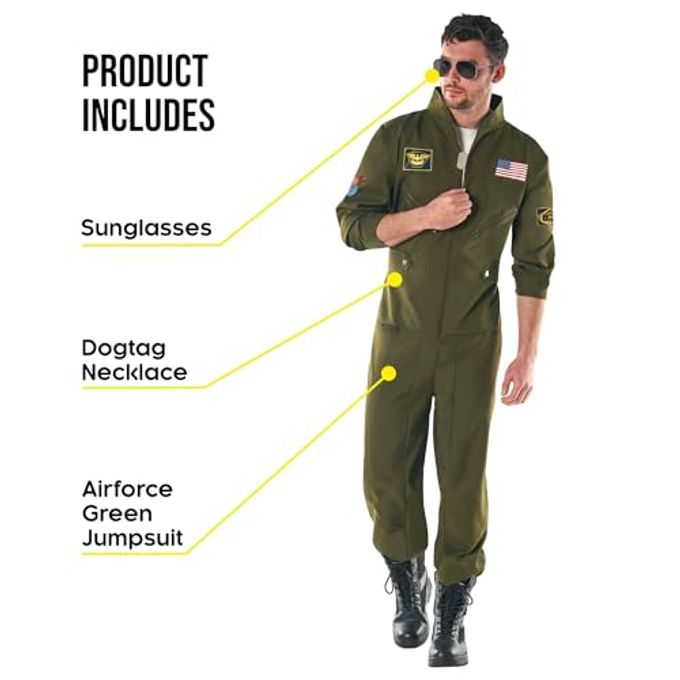 MORPH Pilot Costume Men, Fighter Pilot Costume, Aviator Suit, Halloween Costumes Adult, Halloween Costumes Mens, X-Large - Image 2