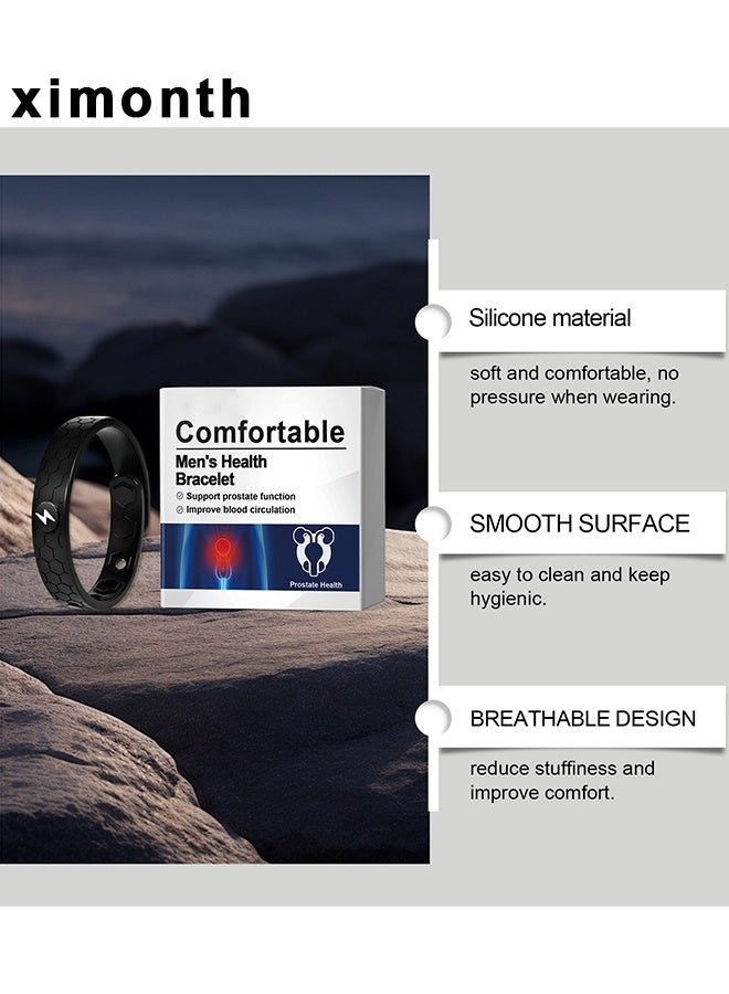 ximonth Men's Magnetic Health Bracelet, Magnetic Copper Prostate Band, Prostate Bracelet, Prostate Thrust Bracelet, Promotes Blood Circulation (Black) - Image 2
