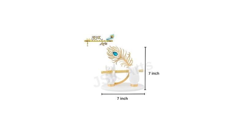 JSK Arts Gold Plated Krishna Ji Hands with Flute Figurine 24k Gold Plated with White Hand of Krishna Very Classical Piece for Dcor As Well As Wedding and Corporate Gifting Purposes 7 Inc - Image 4