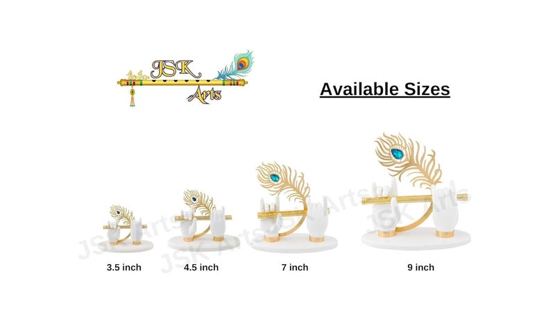 JSK Arts Gold Plated Krishna Ji Hands with Flute Figurine 24k Gold Plated with White Hand of Krishna Very Classical Piece for Dcor As Well As Wedding and Corporate Gifting Purposes 7 Inc - Image 5