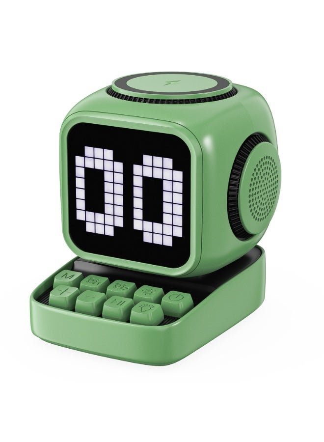 سماعة بلوتوث بأسلوب البيكسل الرجعي - شاشة LED أمامية 16x16 مع مرسمة صوتية ديناميكية - أوضاع صوتية كلاسيكية متعددة - سماعة لاسلكية محمولة لديكور المنزل ومكاتب الألعاب - Image 1