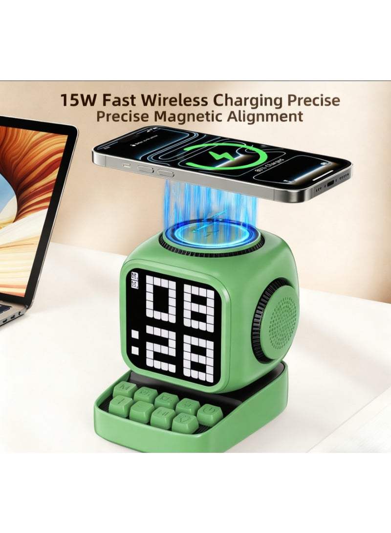 سماعة بلوتوث بأسلوب البيكسل الرجعي - شاشة LED أمامية 16x16 مع مرسمة صوتية ديناميكية - أوضاع صوتية كلاسيكية متعددة - سماعة لاسلكية محمولة لديكور المنزل ومكاتب الألعاب - Image 4