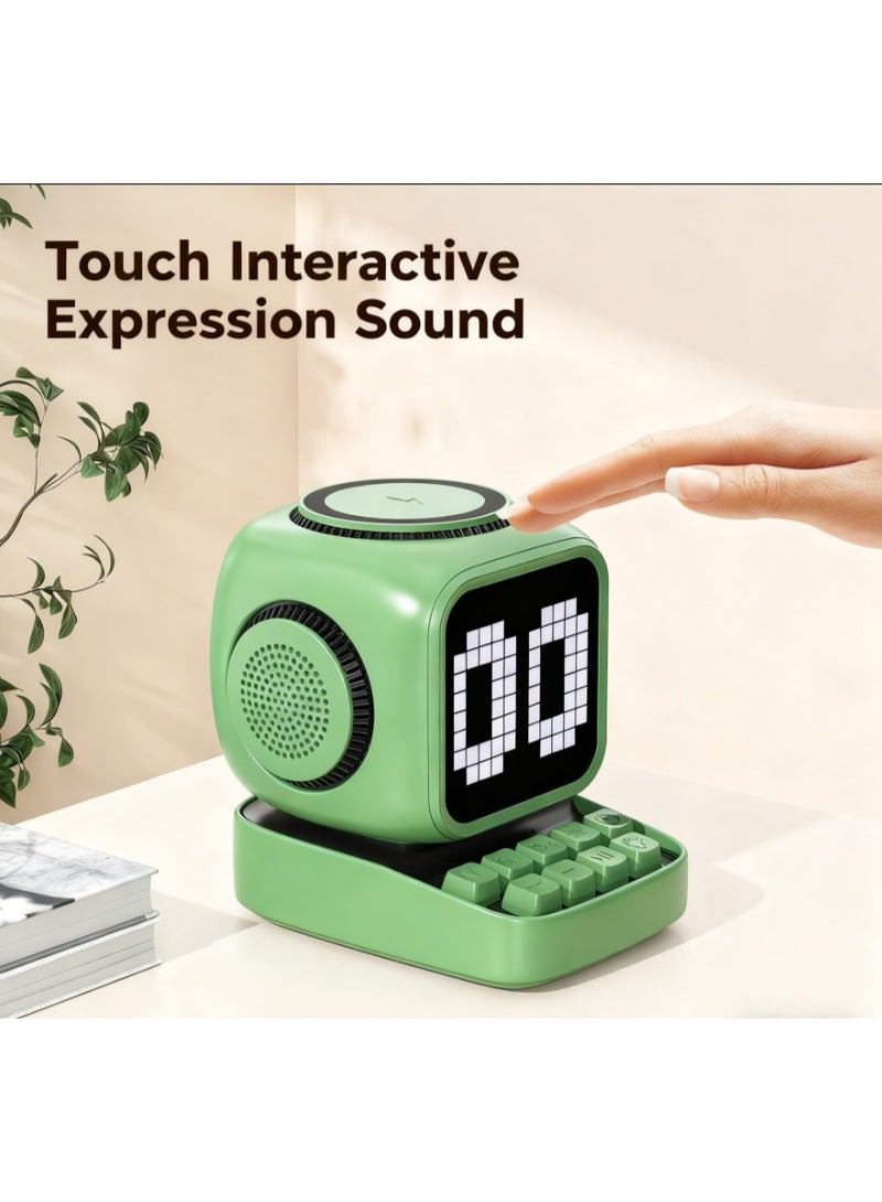 سماعة بلوتوث بأسلوب البيكسل الرجعي - شاشة LED أمامية 16x16 مع مرسمة صوتية ديناميكية - أوضاع صوتية كلاسيكية متعددة - سماعة لاسلكية محمولة لديكور المنزل ومكاتب الألعاب - Image 2