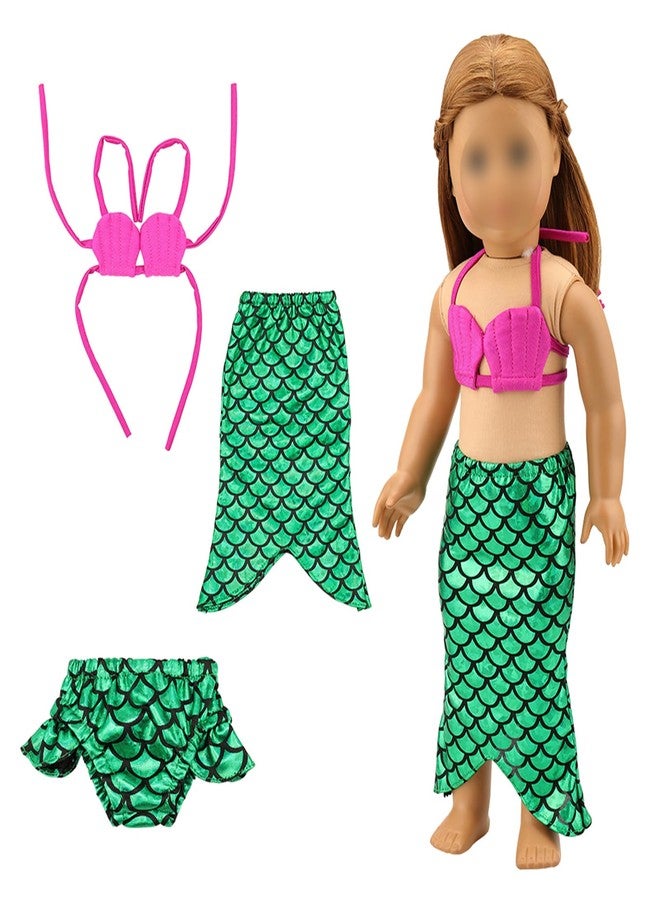 Barwa 18 Inch Doll Clothes Accessories 3 Sets Princess Mermaid Tail Outfits Dress Swimsuit Bikini Tops Underwear Swimwear for 18 Inch Dolls - Image 4