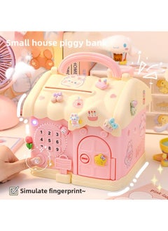 Generic Password Piggy Bank 2025 Children's Day Gift Girl Can Only Get In And Out Of The Piggy Bank Password Box Piggy Bank Cloud-Color:[Basic Model] Sakura Pink Comes With 9 Patches + 3 Stickers, With Toy Banknotes & Coins  - Image 2