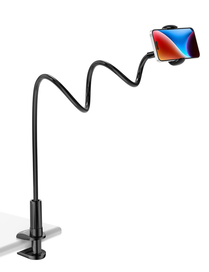 Tryone Gooseneck Phone Holder Stand for Bed Flexible Arm Adjustable Cell Phones Mount Clamp on Desk Bedframe Compatible with iPhone 14 Pro Max 13 12 11 X SE Series/Samsung S22 or Other 4"-7" Devices - Image 1