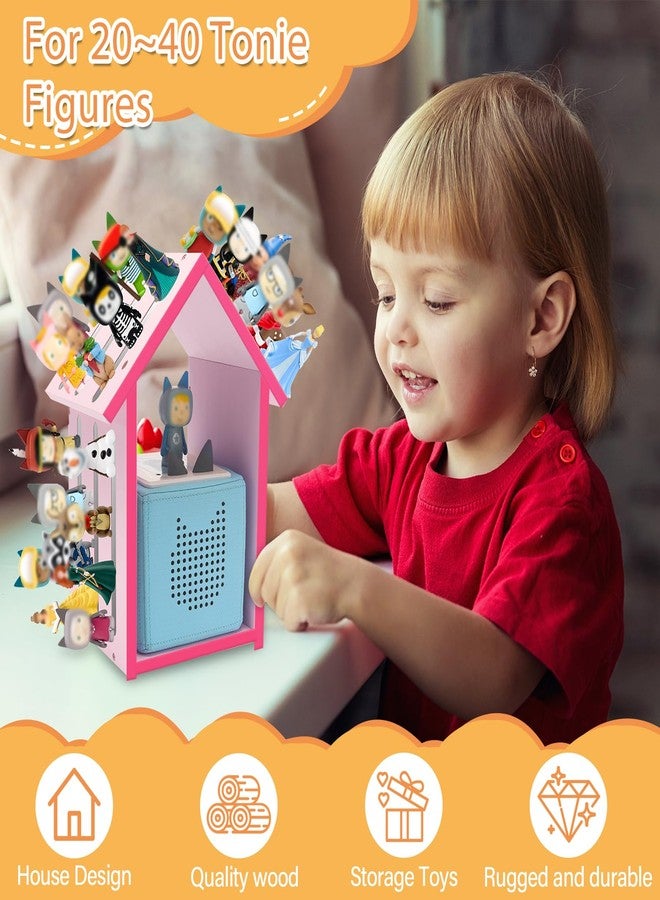 Taladad for Tonie Shelf,Tonies Storage for Creative Tonie Box Magnetic Shelf for Tonie Figures,Characters,Wooden for Kids (Pink) - Image 5
