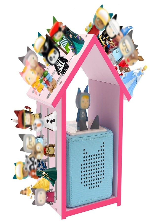 Taladad for Tonie Shelf,Tonies Storage for Creative Tonie Box Magnetic Shelf for Tonie Figures,Characters,Wooden for Kids (Pink) - Image 1