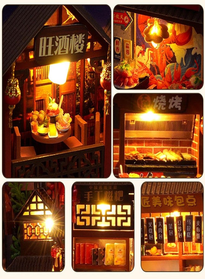 TOPBSFARNY DIY Food Court Miniature Book Nook Kit 3D Model Wooden Dollhouse Booknook Craft Kits Room Decor, Miniature Model House for Adult and Teens, Gifts for Family and Friends - Image 4