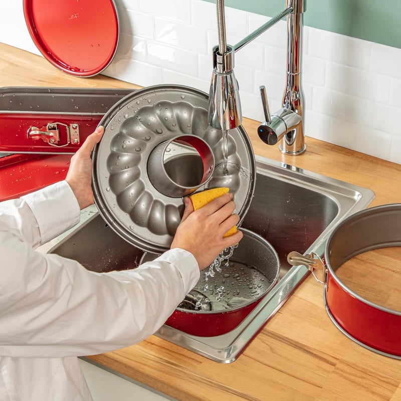 T-fal TEFAL Baking Mold | Delibake 25 cm Savarin Springform Pan | Red | Oversized Base | Perfect Release | High-Quality Carbon Steel Bakeware |Easy to Clean | 2 Years Warranty | J1642614, Assorted Color - Image 5