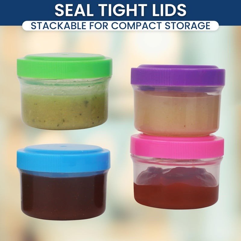 MosJos Condiment Containers with Screw Lids (4-Piece) - Reusable Leakproof Salad Dressing Containers to go - Small Mini Food Storage Cups for Lunch, Dishwasher Friendly, 1.4-Ounce - Image 3