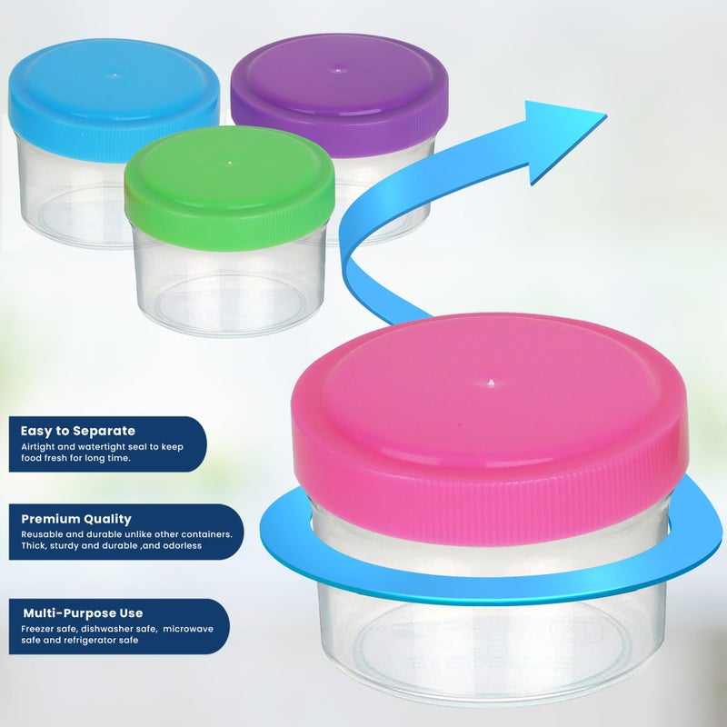 MosJos Condiment Containers with Screw Lids (4-Piece) - Reusable Leakproof Salad Dressing Containers to go - Small Mini Food Storage Cups for Lunch, Dishwasher Friendly, 1.4-Ounce - Image 5