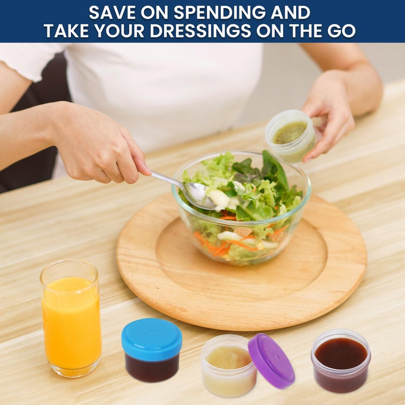 MosJos Condiment Containers with Screw Lids (4-Piece) - Reusable Leakproof Salad Dressing Containers to go - Small Mini Food Storage Cups for Lunch, Dishwasher Friendly, 1.4-Ounce - Image 4