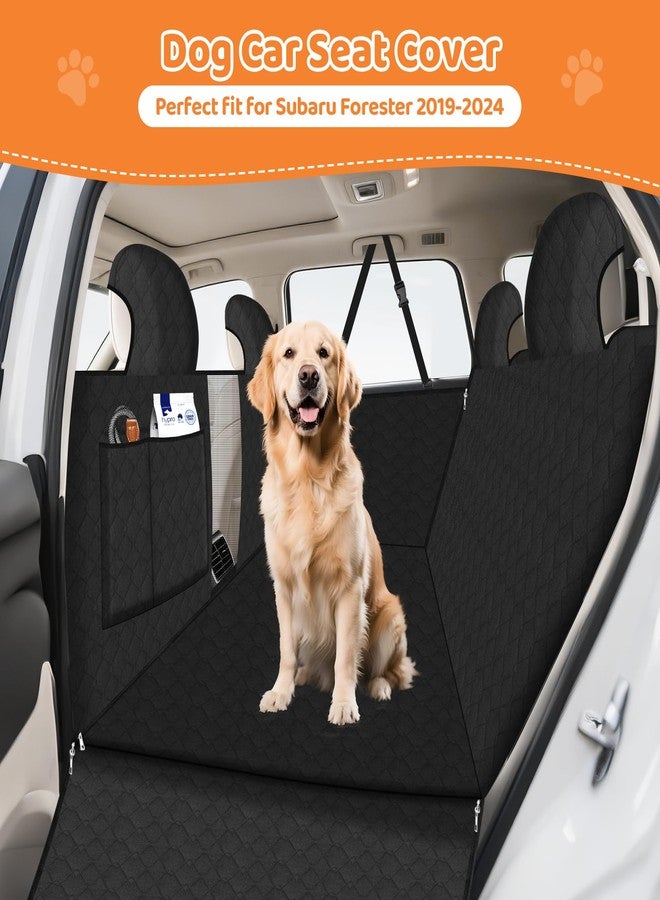 Canvcle Dog Car Seat Cover for 2019-2024 Suba-ru Forester Accessories, Back Seat Pet Cover for Dogs Waterproof Pet Backseat Extender Anti-Slip Rear Seat Protector with Mesh Window Storage Pocket Black - Image 2