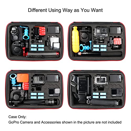 HSU Carrying Case for GoPro Hero 13, 12, 11, 10, 9, 8, 7, 6, 5 Black, AKASO Campark and Accessories, GoPro Travel Case with Fully Customizable Interior, Action Camera Storage Bag（Large） - Image 3