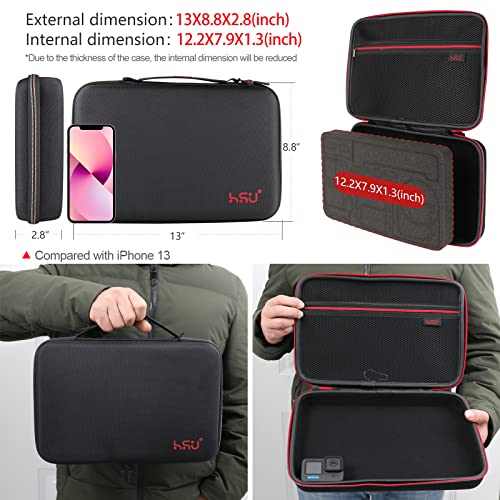 HSU Carrying Case for GoPro Hero 13, 12, 11, 10, 9, 8, 7, 6, 5 Black, AKASO Campark and Accessories, GoPro Travel Case with Fully Customizable Interior, Action Camera Storage Bag（Large） - Image 2