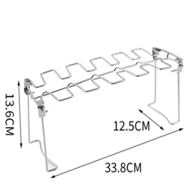 14 Card Slots Vertical Chicken Drumstick Holder 2PCS Folding BBQ Grill Rack Oven Roaster Stand - Image 4