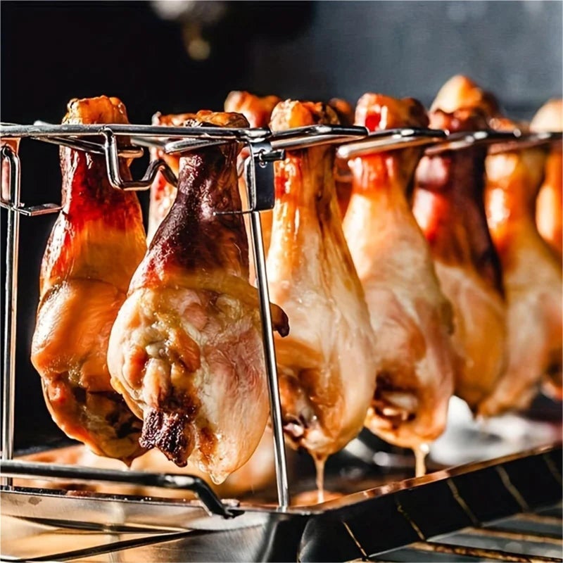 14 Card Slots Vertical Chicken Drumstick Holder 2PCS Folding BBQ Grill Rack Oven Roaster Stand - Image 5