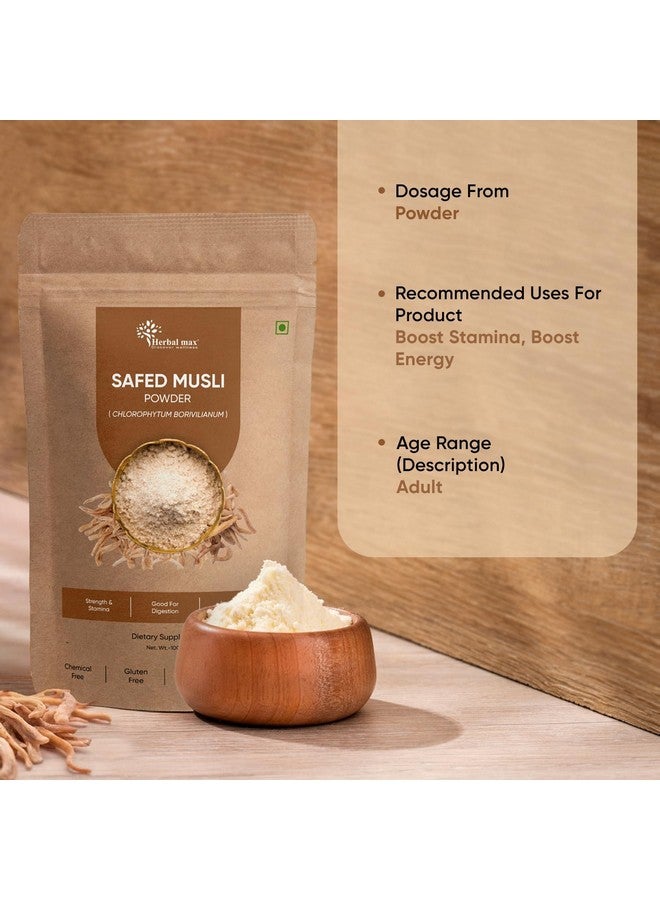 Herbal Max Herbal max Organic Safed Musli Root Powder | Ayurvedic Support for Vitality & Performance | Herbal Supplement | Strength & Stamina - 100 gm (Pack Of 2)  - Image 4
