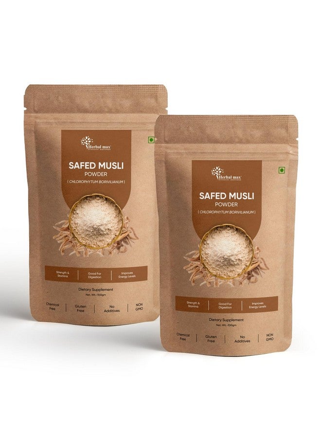 Herbal Max Herbal max Organic Safed Musli Root Powder | Ayurvedic Support for Vitality & Performance | Herbal Supplement | Strength & Stamina - 100 gm (Pack Of 2)  - Image 1