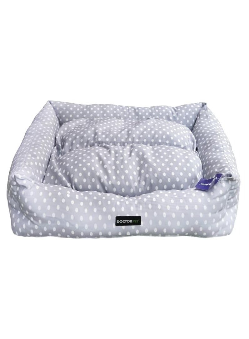 DOCTERPET سرير الحيوانات الأليفة مستطيل من دكتور بيت سلسلة ماكارون متوسط - 70x60x22 سم - قماش ناعم قابل للغسل، وسادة قابلة للعكس، قاعدة غير قابلة للانزلاق - مثالي للقطط والكلاب المتوسطة - Image 1