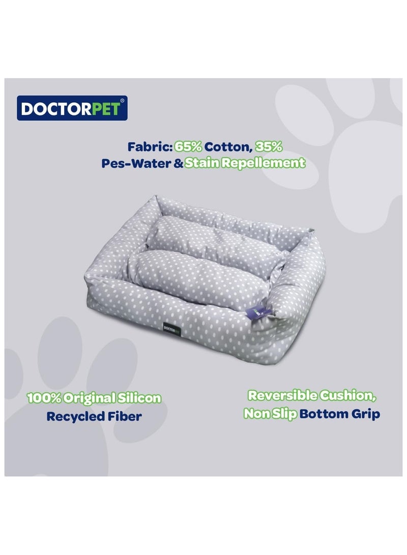 DOCTERPET سرير الحيوانات الأليفة مستطيل من دكتور بيت سلسلة ماكارون متوسط - 70x60x22 سم - قماش ناعم قابل للغسل، وسادة قابلة للعكس، قاعدة غير قابلة للانزلاق - مثالي للقطط والكلاب المتوسطة - Image 4