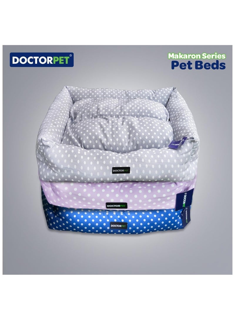DOCTERPET سرير الحيوانات الأليفة مستطيل من دكتور بيت سلسلة ماكارون متوسط - 70x60x22 سم - قماش ناعم قابل للغسل، وسادة قابلة للعكس، قاعدة غير قابلة للانزلاق - مثالي للقطط والكلاب المتوسطة - Image 5