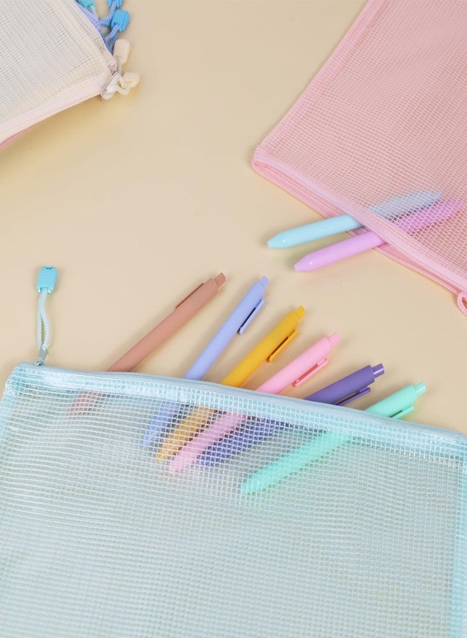 Multibey 10 Pack Mesh Zipper Pouch Bags -A4 Size Waterproof Zipper Bags Organizer Durable Pouches for Board Game Storage, Documents & Supplies, Plastic Zipper Pounch 5 Pastel Colors - Image 4