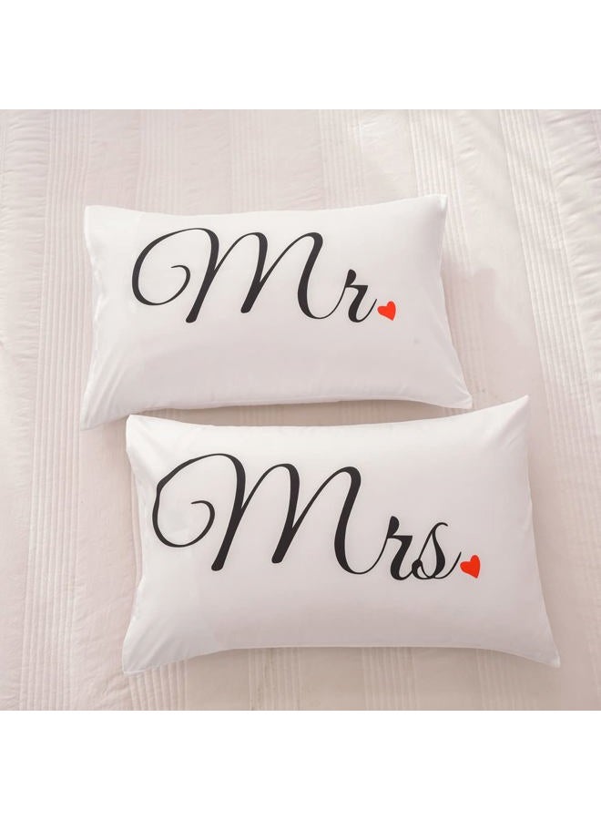 NTBED Couples Pillowcases Queen King Pillow Covers, Wedding Gifts 19''x29'' White 43235-172683 - Image 4