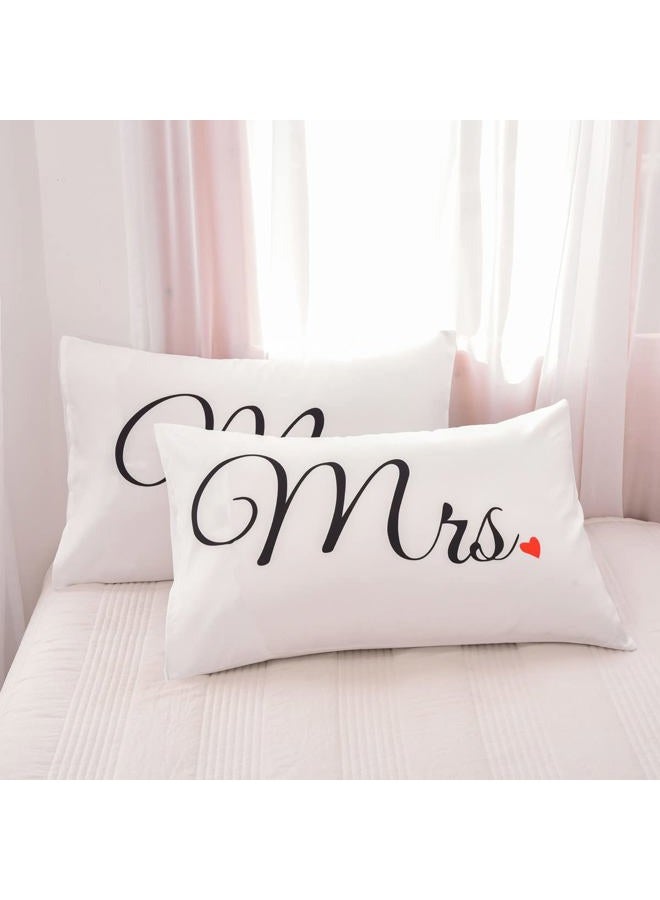 NTBED Couples Pillowcases Queen King Pillow Covers, Wedding Gifts 19''x29'' White 43235-172683 - Image 3