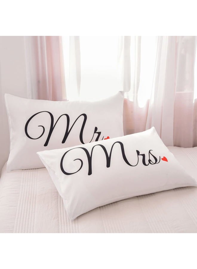 NTBED Couples Pillowcases Queen King Pillow Covers, Wedding Gifts 19''x29'' White 43235-172683 - Image 2