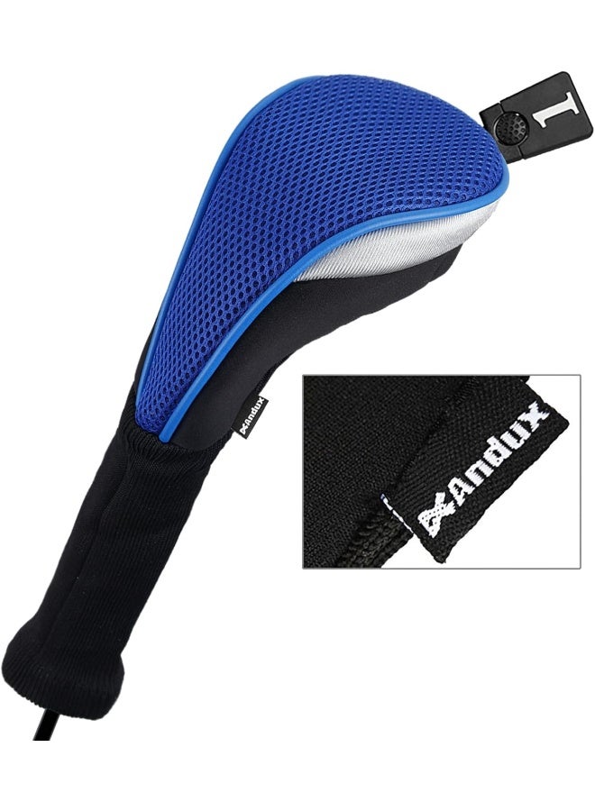 Andux 5pcs/Set Golf 460cc Driver Fairway Wood Club Head Covers Long Neck Blue - Image 1
