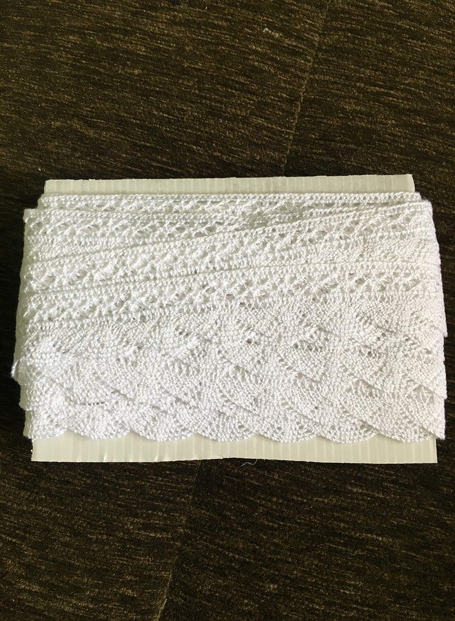 DaSync White Crochet Croshia Cotton Lace&Border Material For Trims Flower Latkan Hanging Jhallar Tassel Embroidered Laces Applique Fabric Lace Sewing Supplies Cotton Work Lace 9 Meters - Image 4