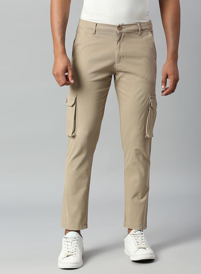 Dennis Lingo Men's Walnut Tapered Fit Cargo Trousers - Cotton, Stylish, Full-Length  - Image 5