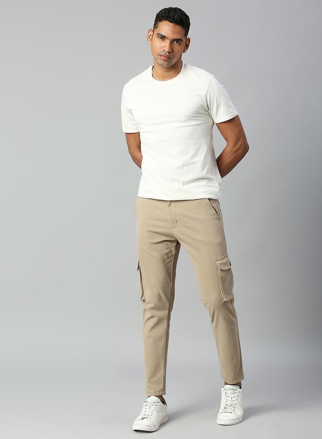 Dennis Lingo Men's Walnut Tapered Fit Cargo Trousers - Cotton, Stylish, Full-Length  - Image 1