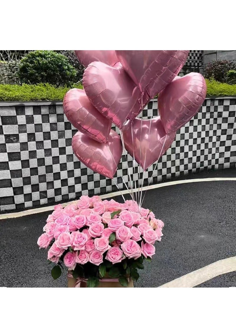 بالونات على شكل قلب باللونين الوردي والفضي، 24 قطعة من بالونات رقائق الألومنيوم مقاس 18 بوصة، بالونات عيد الحب، ديكورات حفلات الزفاف وأعياد الميلاد - Image 4