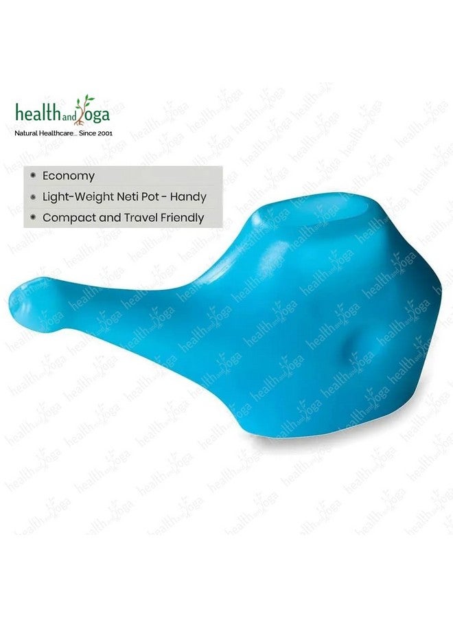 SoulGenie وعاء نيتى بلاستيكي HealthandyogaQwikflo (أزرق-200 مل) + أكياس ملح نيتى النقي Healthandyoga (عبوة من 10) - لانسداد الأنف، البرد والصداع - مجموعة كاملة لغسل الأنف بمحلول ملحي، مجموعة سفر لتنظيف اليوغا - Image 5
