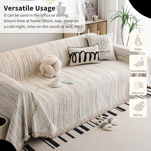 WEYOND Chenille Couch Cover Pet Friendly, Sofa Cover Washable, Reversible Sofa Slipcover for Sectional Sofa, Loveseat, 2 or 3 Cushion Couch, Corner Sofa, Futon Cover (71" X 118", Khaki) - Image 5