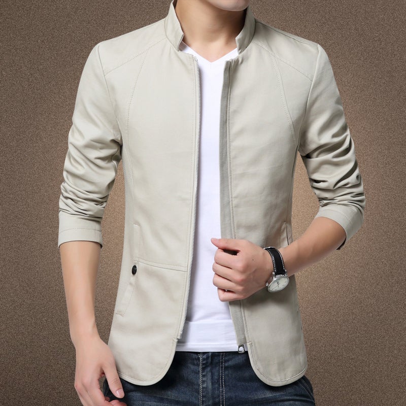2023 main push European size Autumn New Stand Collar washed jacket foreign trade models are available all the year round 780 Creamy-white 