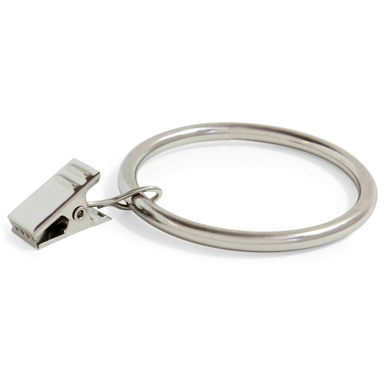 Ivilon Curtain Rings - Set of 14 Decorative Drapery Rings Curtain Clip Rings with Strong Clips 2" Diameter - Color Brushed Nickel - Image 1