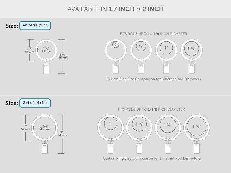 Ivilon Curtain Rings - Set of 14 Decorative Drapery Rings Curtain Clip Rings with Strong Clips 2" Diameter - Color Brushed Nickel - Image 4