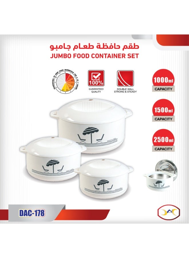 داك طقم حافظات طعام حرارية — 3 قطع مع احتفاظ ممتاز بالحرارة (1000 مل – 1500 مل – 2500 مل) - Image 3