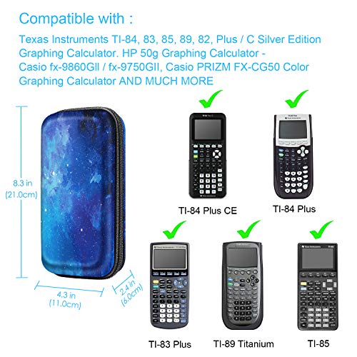 Fintie Graphing Calculator Carrying Case for TI-84 Plus CE, Fintie Hard EVA Shockproof Protective Box for TI-84 Plus/TI-83 Plus CE/Casio fx-9750GII (Starry Sky) - Image 2