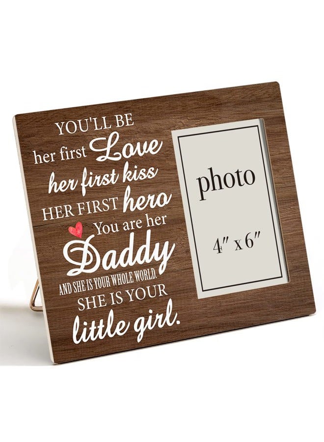 Zauly Daddy Gift for New Dad Daddy-to-be from Unborn Baby Girl Wooden Picture Frame, Daddy Little Girl Wood Photo Frame Gifts for First Father's Day Gender Reveal, Tabletop and Wall Mounting, 4x6 Inch Photo - Image 1