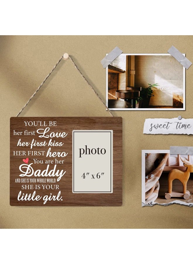 Zauly Daddy Gift for New Dad Daddy-to-be from Unborn Baby Girl Wooden Picture Frame, Daddy Little Girl Wood Photo Frame Gifts for First Father's Day Gender Reveal, Tabletop and Wall Mounting, 4x6 Inch Photo - Image 5