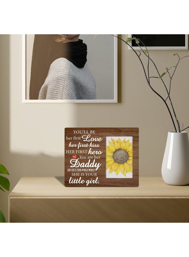 Zauly Daddy Gift for New Dad Daddy-to-be from Unborn Baby Girl Wooden Picture Frame, Daddy Little Girl Wood Photo Frame Gifts for First Father's Day Gender Reveal, Tabletop and Wall Mounting, 4x6 Inch Photo - Image 4