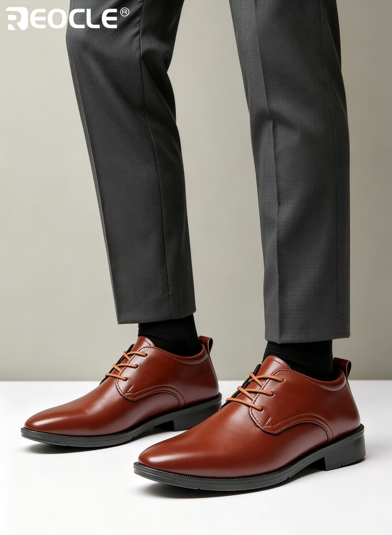 REOCLE Men's Business Shoes with Leather Design and Waterproof Feature Formal Dress Shoes with Lightweight Sole for Wedding Work Wear - Image 2