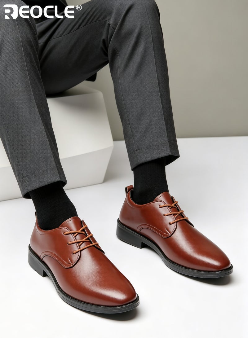 REOCLE Men's Business Shoes with Leather Design and Waterproof Feature Formal Dress Shoes with Lightweight Sole for Wedding Work Wear - Image 5