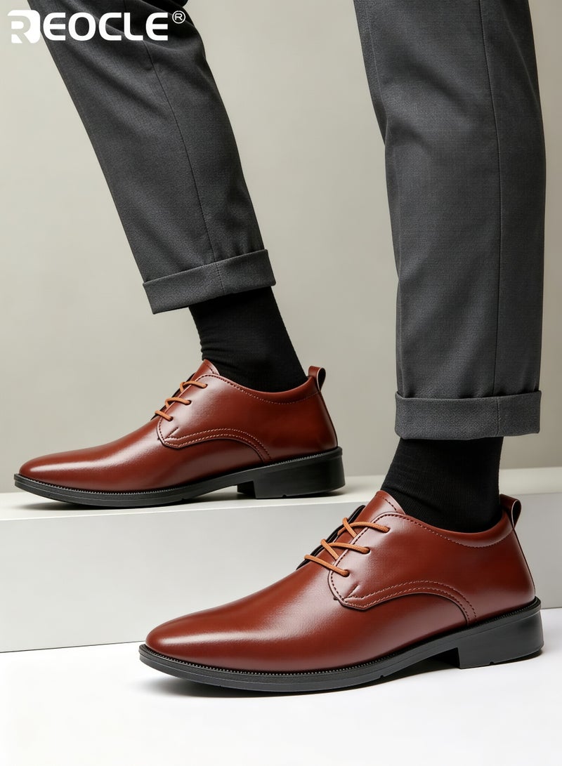 REOCLE Men's Business Shoes with Leather Design and Waterproof Feature Formal Dress Shoes with Lightweight Sole for Wedding Work Wear - Image 1